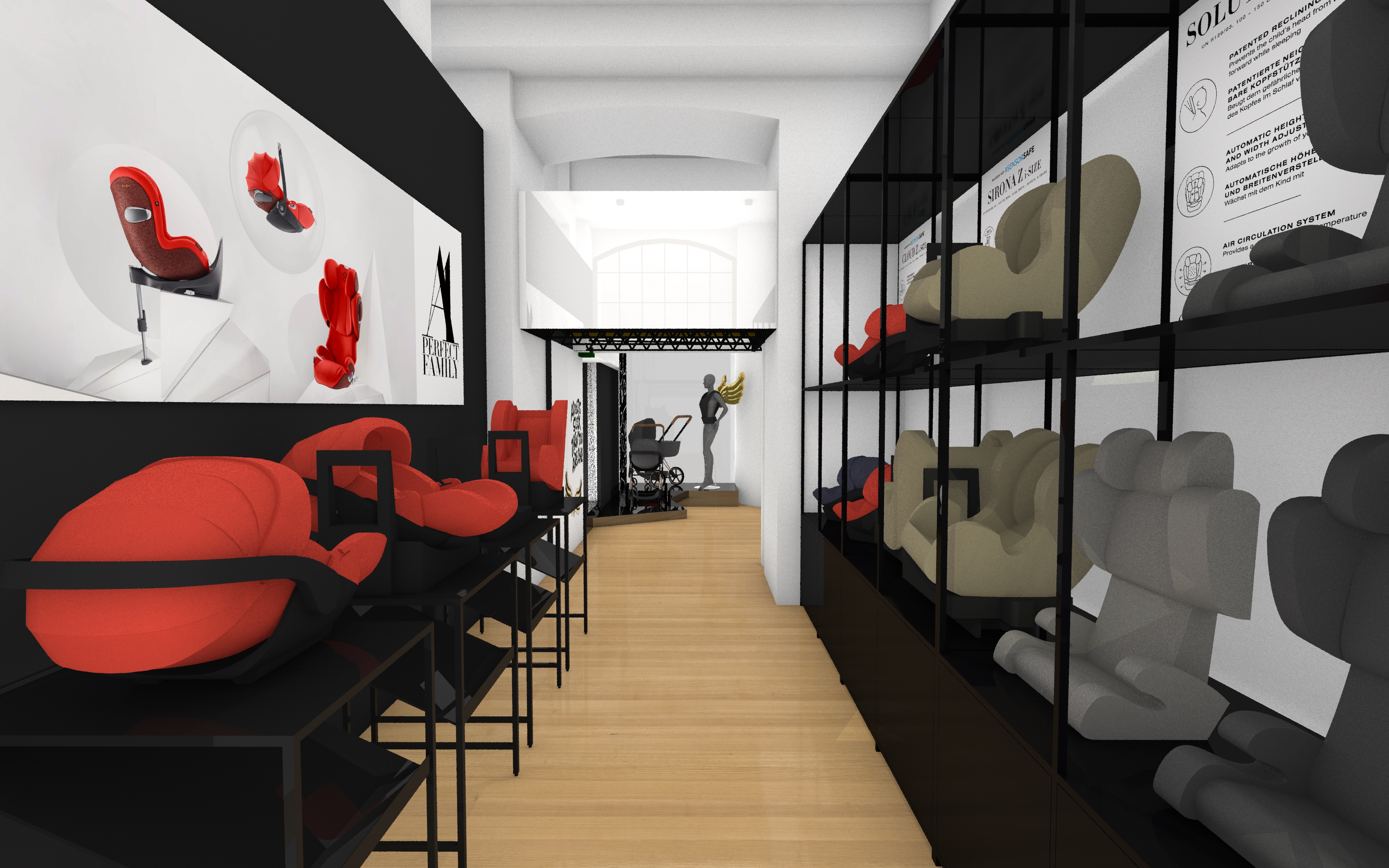 Cybex Store Renovation — Milan, IT child safety rendering