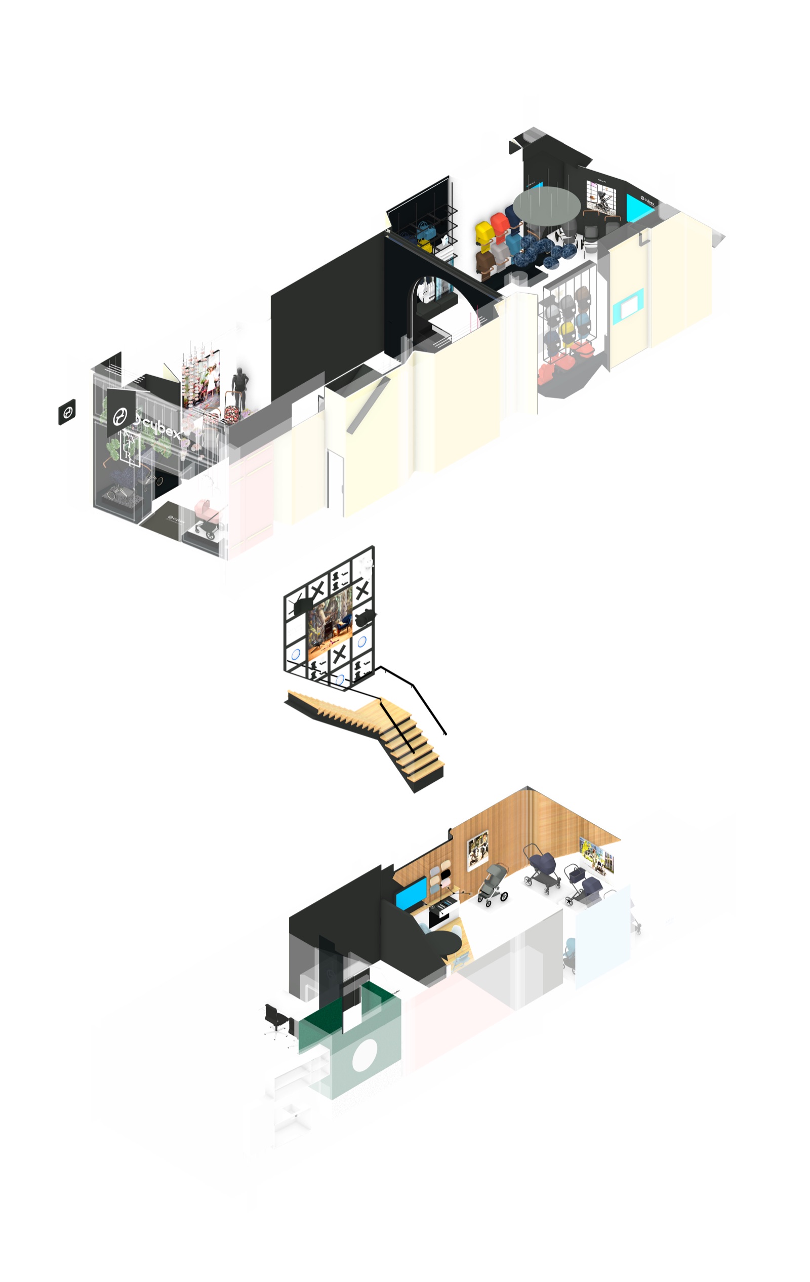 Cybex Flagship — Amsterdam, NL exploded 3D view