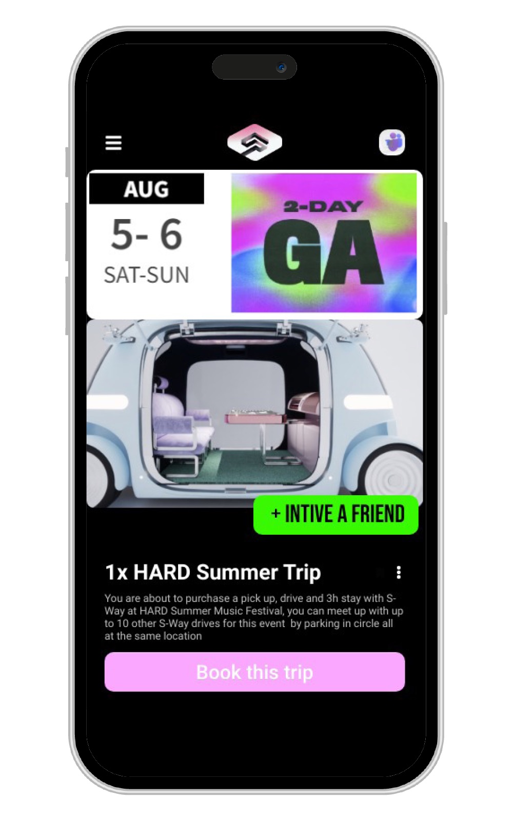 S-WAY — Autonomous Dating Ride APP interface 02