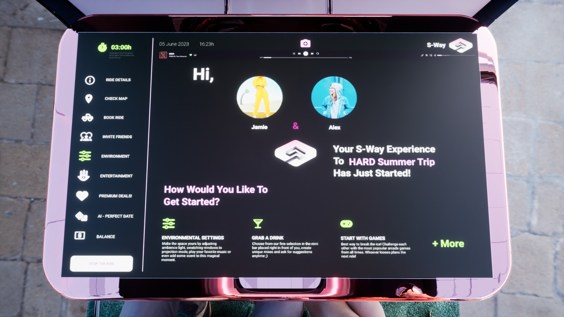 S-WAY — Autonomous Dating Ride UI/UX interface