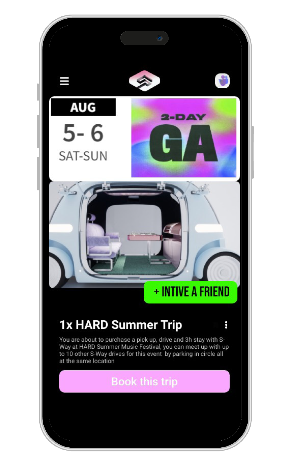 S-WAY — Autonomous Dating Ride APP interface 02