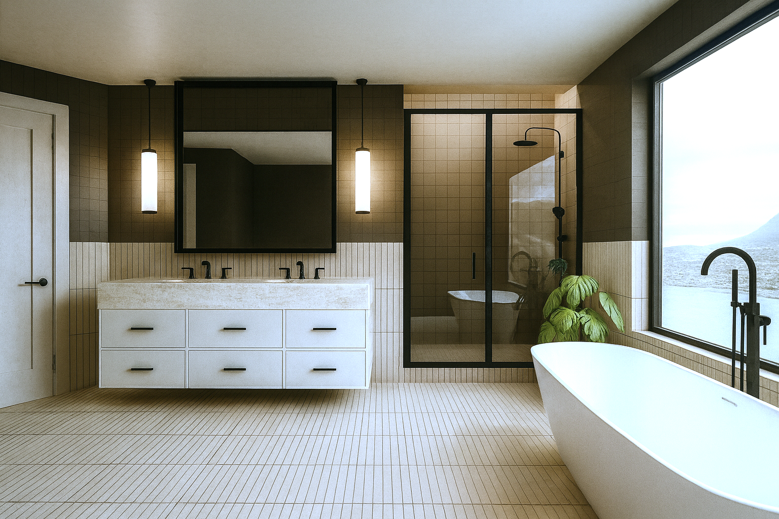 The Home Team AI-enhanced rendering modern 01 bath